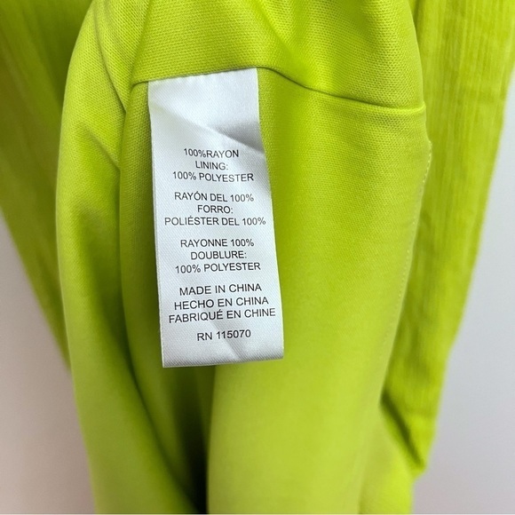 Nina Leonard Lime Green Braided Halter Plissé Gauze Maxi Dress Medium - Picture 12 of 12